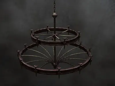 Old Chandelier  Low-poly 3D model