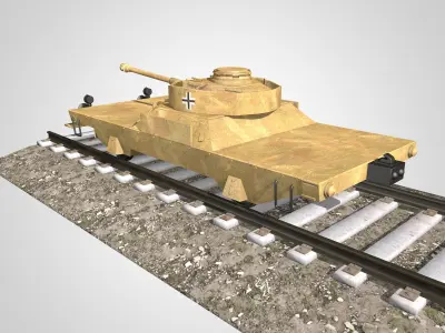German Panzerjaegerwagen on Rails 3D model