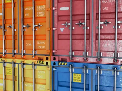 20Ft Standart Containers Low-poly 3d model Low-poly 3D model