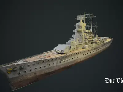 Admiral Scheer-German WW2 Heavy Cruiser Low-poly 3D model