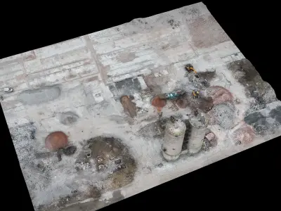 construction-site industrial terrain debris drone photogrammetry Low-poly 3D model