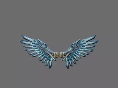 Sci-Fi Neon Circuit Wings 3D Model Low-poly 3D model