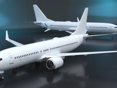 White Boeing 737 MAX 8 Rigged 3D model