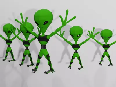 Alien Lowploy Green UFO Low-poly 3D model