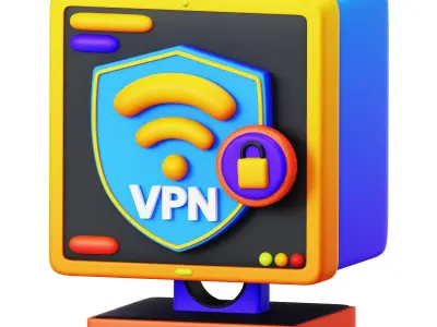 VPN network 3D Icon Low-poly 3D model