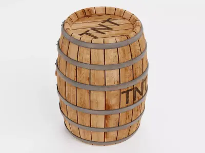 TNT Barrel - Realistic Wooden Explosive Prop Low-poly 3D model