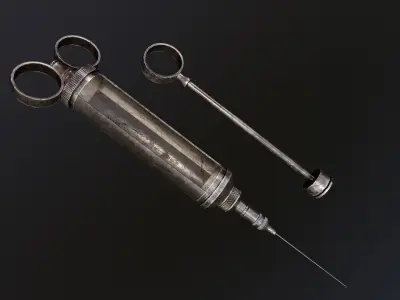 Antique Syringe - PBR Game Ready Low-poly 3D model