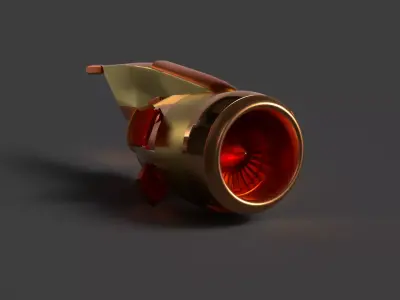 Chinese airplane jet engine  figure    Low-poly 3D model