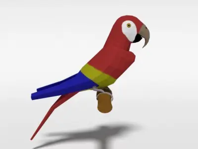 Low Poly Cartoon Macaw Parrot Low-poly 3D model