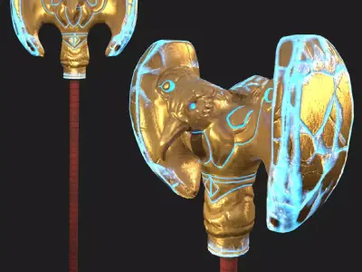 Stylized Golden Raven Hammer Low-poly 3D model