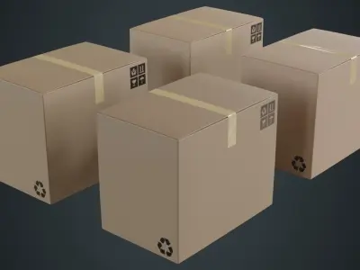 Cardboard Box 1A Low-poly 3D model