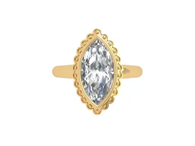 Marquise Solitaire Ring 3D print model 7