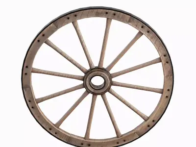 Vintage Wood Wheel 04 Low-poly 3D model