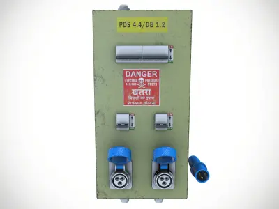 Electric Box with plug Low-poly 3D model