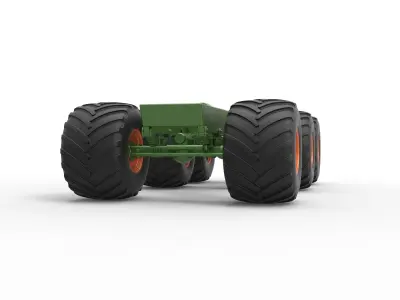 Old school monster truck chassis 6x6 Scale 1 to 25 3D print model