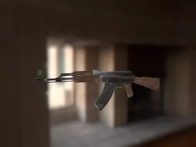 AK-47 ak - rifle Low-poly 3D model 3