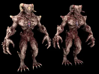Monster Mutated Creepy Low-poly 3D model