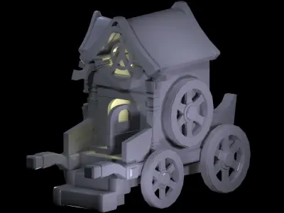 Stylized Carriage Low-poly 3D model