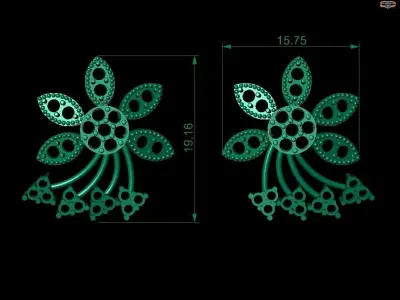 ear ring FLOWER DESIGN JEWELRY GOLD  3D print model