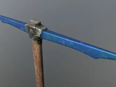 Pickaxe - Sapphire Low-poly 3D model