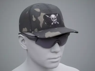 Tactical Sunglasses Baseball Cap 01 Low-poly 3D model
