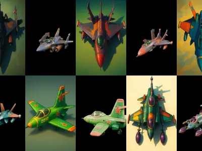 AirCraft bundle 4 pack 100 glb Low-poly 3D model