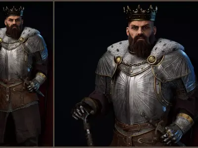 King warrior 3d lowpoly character Low-poly 3D model