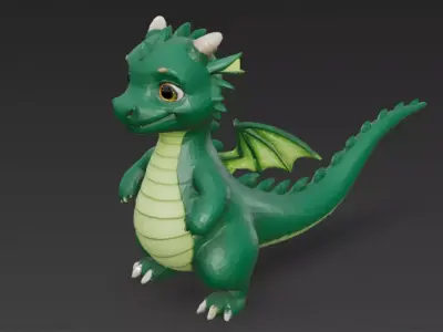 Cartoon Green Dragon 3D Model Low-poly 3D model