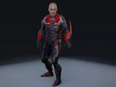 Character man in futuristic suit Low-poly 3D model