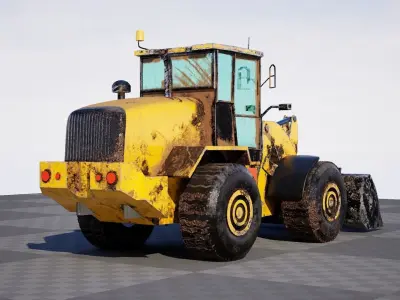 Truck Loader - Rusty old loader realistic and low poly Low-poly 3D model