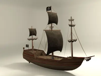 Pirate vessel ship Low-poly 3D model