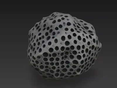 Porous Sci-Fi Meteorite Asteroid - 4K PBR High-Poly 3D model