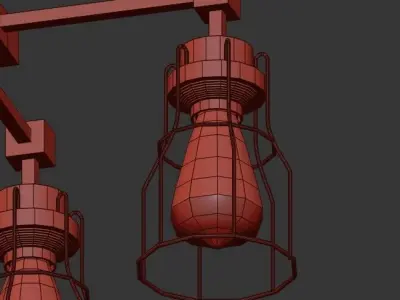 Industrial Wire Cage Chandelier 3D model
