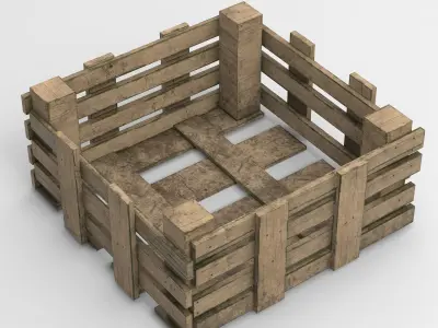 Wooden Box Crate Low-poly 3D model  Low-poly 3D model