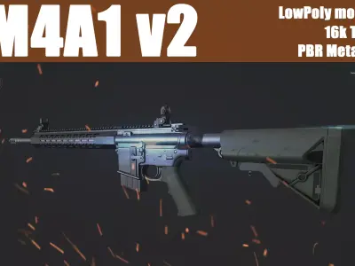 M4A1 v2 LowPoly Game Ready Model  Low-poly 3D model
