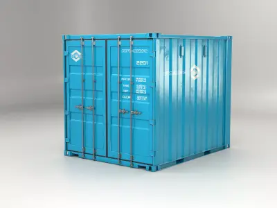 Intermodal Shipping Container 10-foot-long Blue Low-poly 3D model