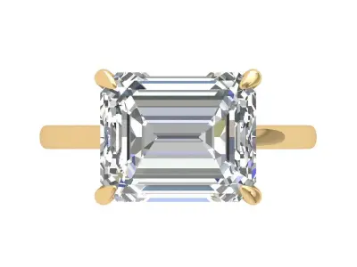 Emerald Solitaire Ring 3D print model 45