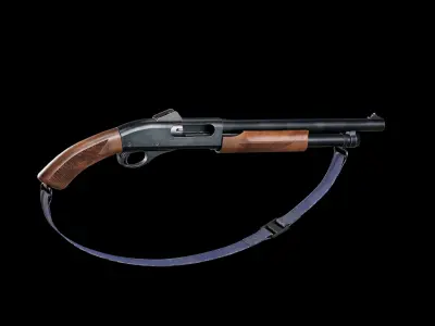 Game Ready Remington 870 Shotgun Short PBR Rigged Low-poly 3D model