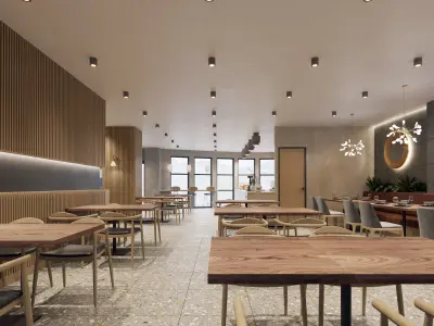 Fast Food Interior 3D Scene High-Quality Corona Render Ready 3D model