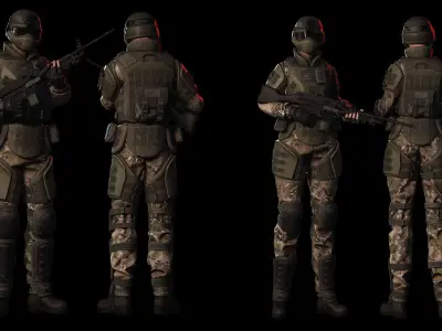 Rapid Fire Military Character - Heavy Low-poly 3D model
