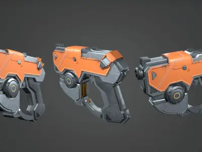 Sci fi gun game ready Low-poly 3D model