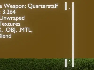 Simple Fantasy Quarterstaff Low-poly 3D model