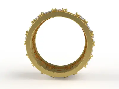 Antique Oval and Baguette Diamond Wedding Ring for Men 3D print model