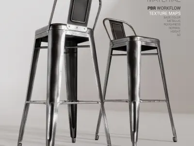 Tolix Stool HPD75 Low-poly 3D model