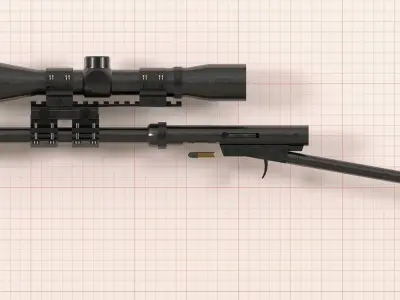 22LR homemade single shot semi-automatic survival carbine Low-poly 3D model