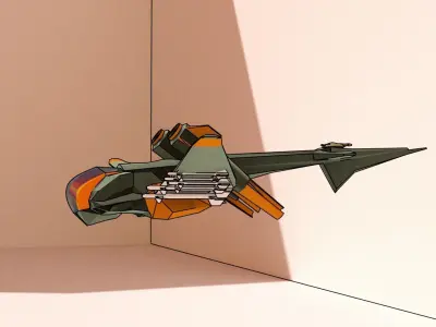 Low poly hybrid spaceship fighter Low-poly 3D model