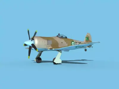 Hawker Sea Fury V20 Egyptian AF 3D model