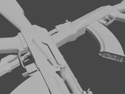 AKM  Assault Rifle   Low-poly 3D model