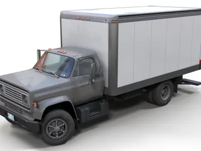 80s Industrial box truck Low-poly 3D model