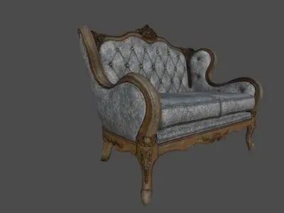 Antique Divan Low-poly 3D model